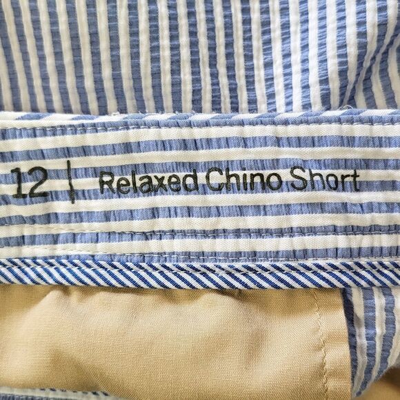 Talbots Blue & White Striped Relaxed Chino Shorts - Picture 4 of 6